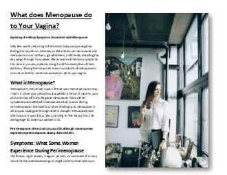 What does Menopause do to Your Vagina?