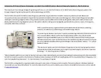 University of Illinois Urbana-Champaign to Install First 150kV Electron Beam Lithography