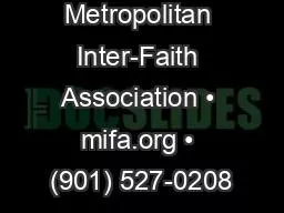 Metropolitan Inter-Faith Association • mifa.org • (901) 527-0208