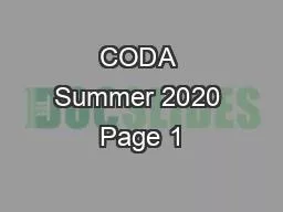 CODA Summer 2020 Page 1