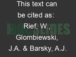 This text can be cited as:  Rief, W., Glombiewski, J.A. & Barsky, A.J.