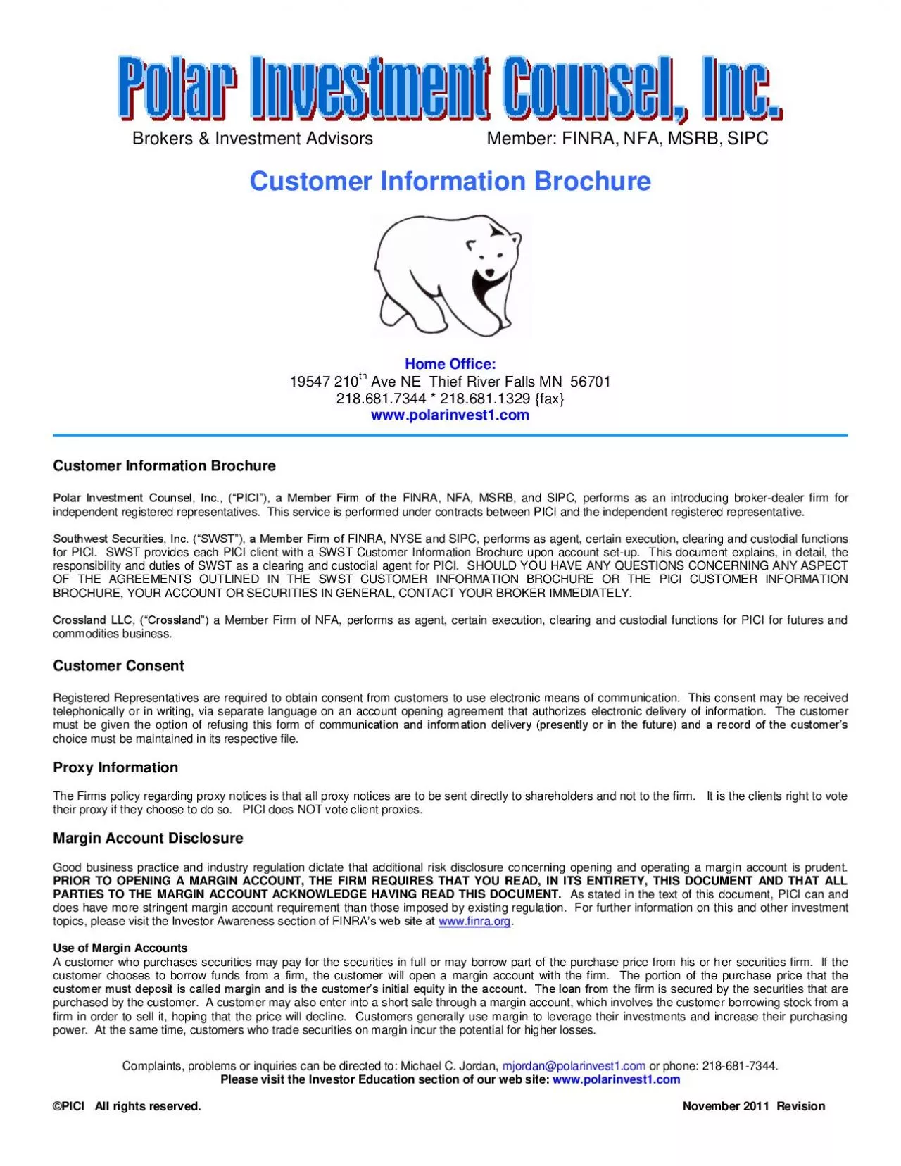 PDF-Complaints, problems or inquiries can be directed to: Michael C. Jorda