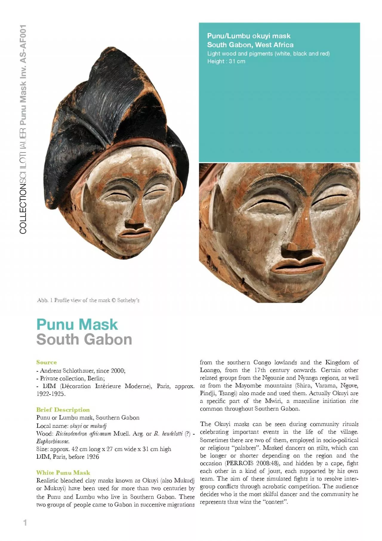 PDF-Punu or Lumbu mask, Southern Gabon Local name: okuyi or mukudjWood: Ri