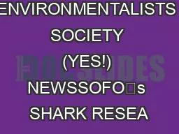 OUR YOUNG ENVIRONMENTALISTS SOCIETY (YES!) NEWSSOFO’s SHARK RESEA