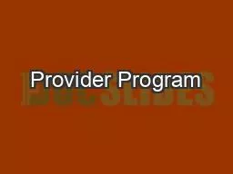 Provider Program