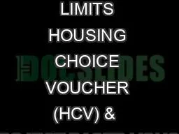 HACA INCOME LIMITS HOUSING CHOICE VOUCHER (HCV) &  PROJECT-BASED VOUCH