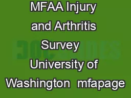 MFAA Injury and Arthritis Survey   University of Washington  mfapage