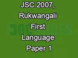 JSC 2007, Rukwangali First Language Paper 1