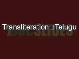 Transliteration–Telugu