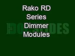Rako RD Series Dimmer Modules 