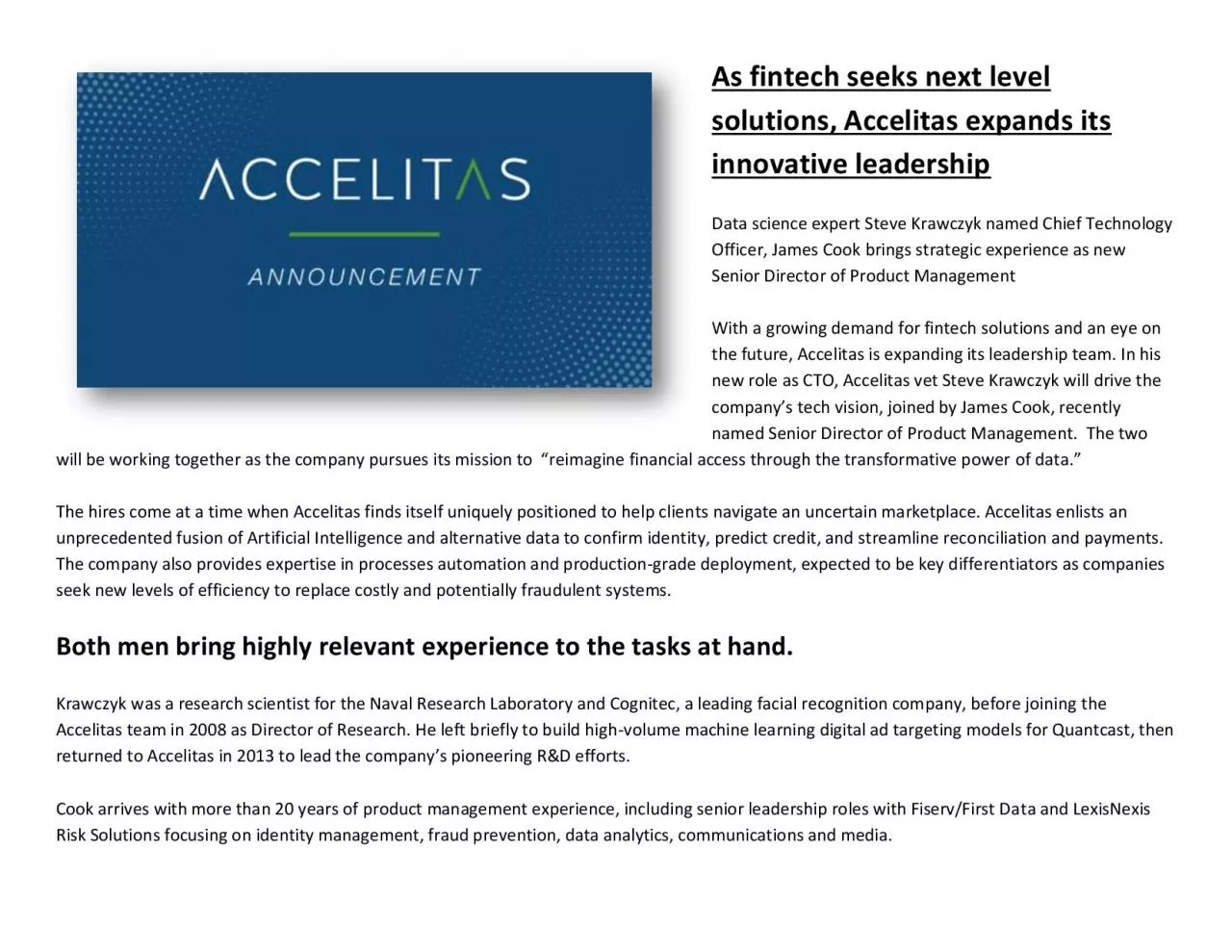 PDF-As fintech seeks next level solutions, Accelitas expands its innovative leadership