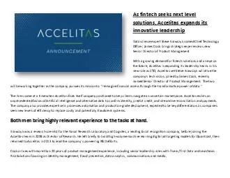As fintech seeks next level solutions, Accelitas expands its innovative leadership
