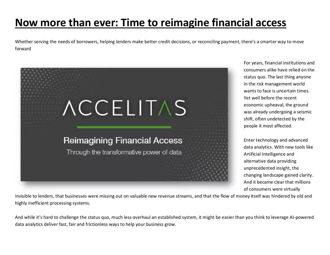 PDF-Now more than ever Time to reimagine financial access