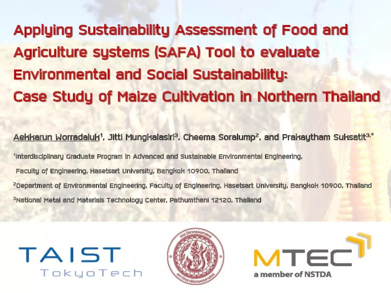 PDF-Applying Sustainability Assessment of Food and