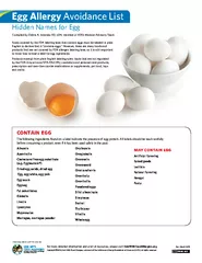 Egg Allergy Avoidance List Hidden Names for Egg contai