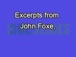 Excerpts from John Foxe,