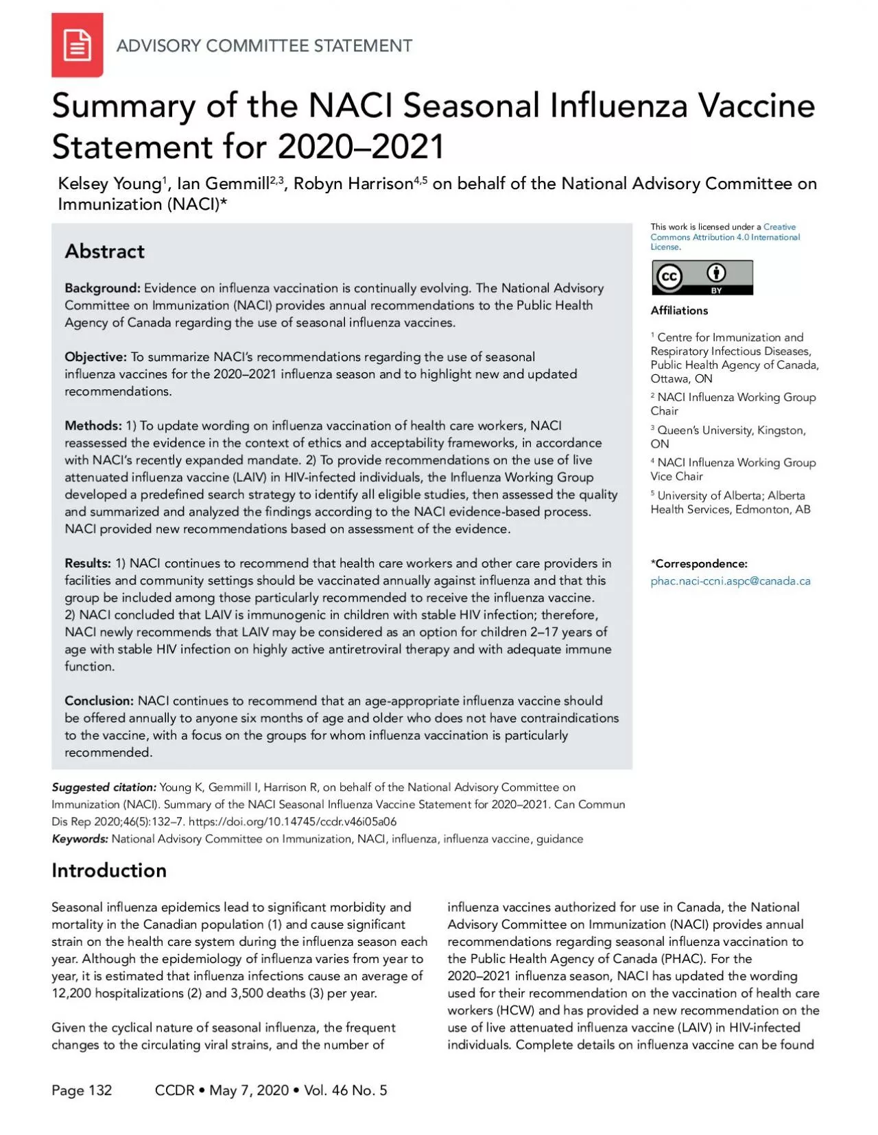 PDF-ADVISORY COMMITTEE STATEMENTCCDR • May 7, 2020 • Vol. 46 No.