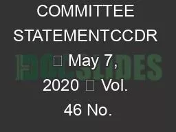 ADVISORY COMMITTEE STATEMENTCCDR • May 7, 2020 • Vol. 46 No.