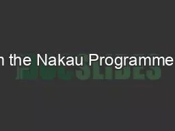 Lessons learned from the Nakau Programme in Vanuatu, an innov