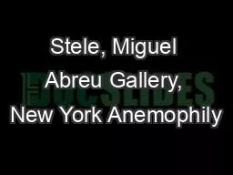 Stele, Miguel Abreu Gallery, New York Anemophily