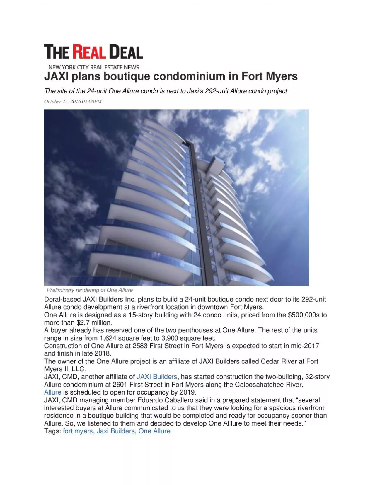 PDF-JAXI plans boutique condominium in Fort Myers