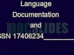 Language Documentation and DescriptionISSN 17406234__________________