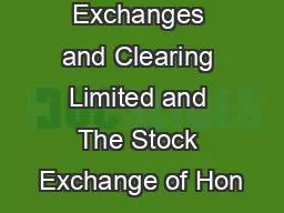 Hong Kong Exchanges and Clearing Limited and The Stock Exchange of Hon