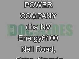 SIERRA PACIFIC POWER COMPANY dba NV Energy6100 Neil Road, Reno, Nevada