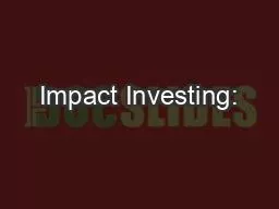 Impact Investing:
