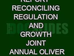 SUMMARY REPORT  RECONCILING REGULATION AND GROWTH JOINT ANNUAL OLIVER