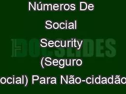 Números De Social Security (Seguro Social) Para Não-cidadãos