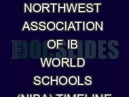 THE NORTHWEST ASSOCIATION OF IB WORLD SCHOOLS (NIBA) TIMELINE