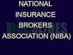 NATIONAL INSURANCE BROKERS ASSOCIATION (NIBA)