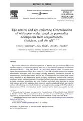 Egocontrol and egoresiliency Generalization of selfrep