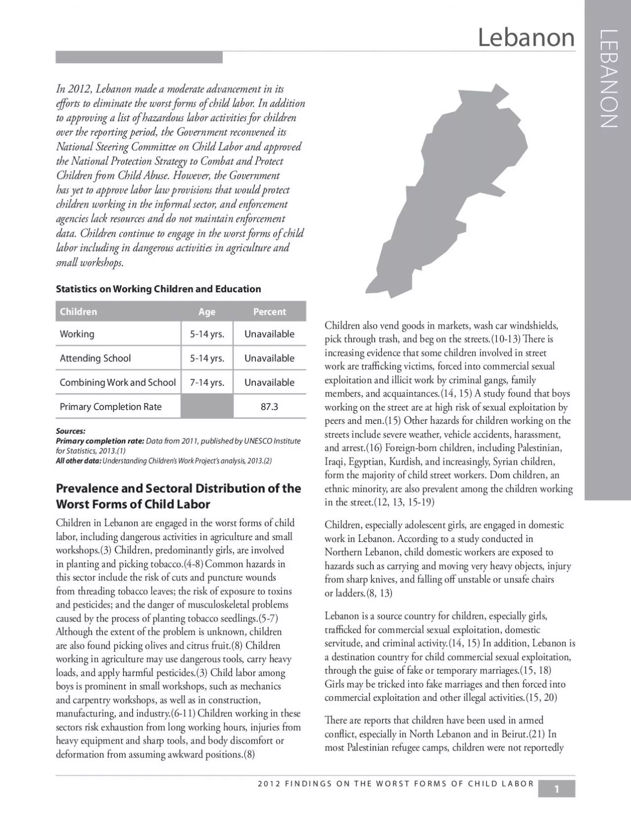 PDF-In 2012, Lebanon made a moderate advancement in its eorts to elim