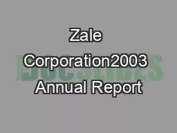 Zale Corporation2003 Annual Report