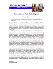 Introduction to Psychological Egoism Tracy Kline This