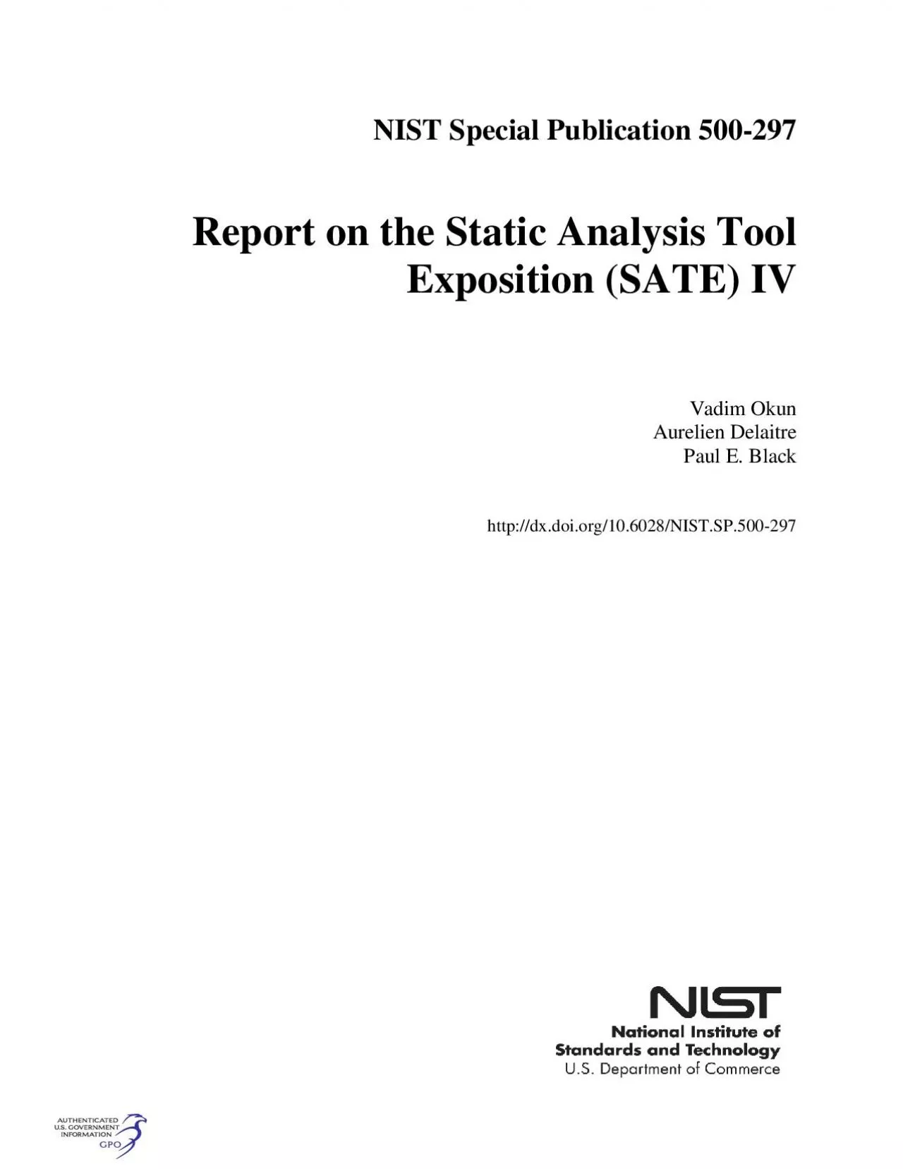 PDF-NIST Special Publication 500297Report on the Static Analysis Tool Expo