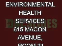 FREMONT COUNTY ENVIRONMENTAL HEALTH SERVICES 615 MACON AVENUE, ROOM 21