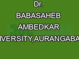Dr. BABASAHEB AMBEDKAR MARATHWADA UNIVERSITY,AURANGABAD-431001(Maharas