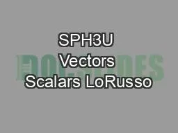 SPH3U Vectors Scalars LoRusso