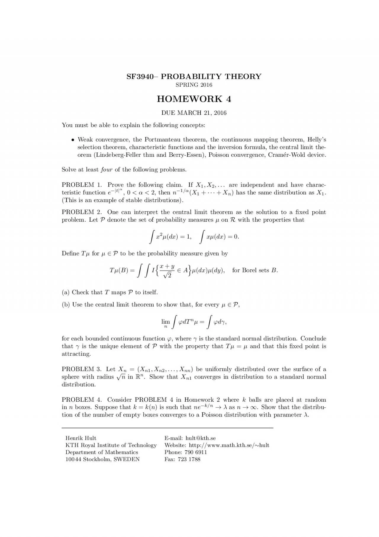 PDF-PROBLEM5.LetX1;X2;:::beiidwithEXk=0andEX2k=2.ShowthatPnk=1Xk