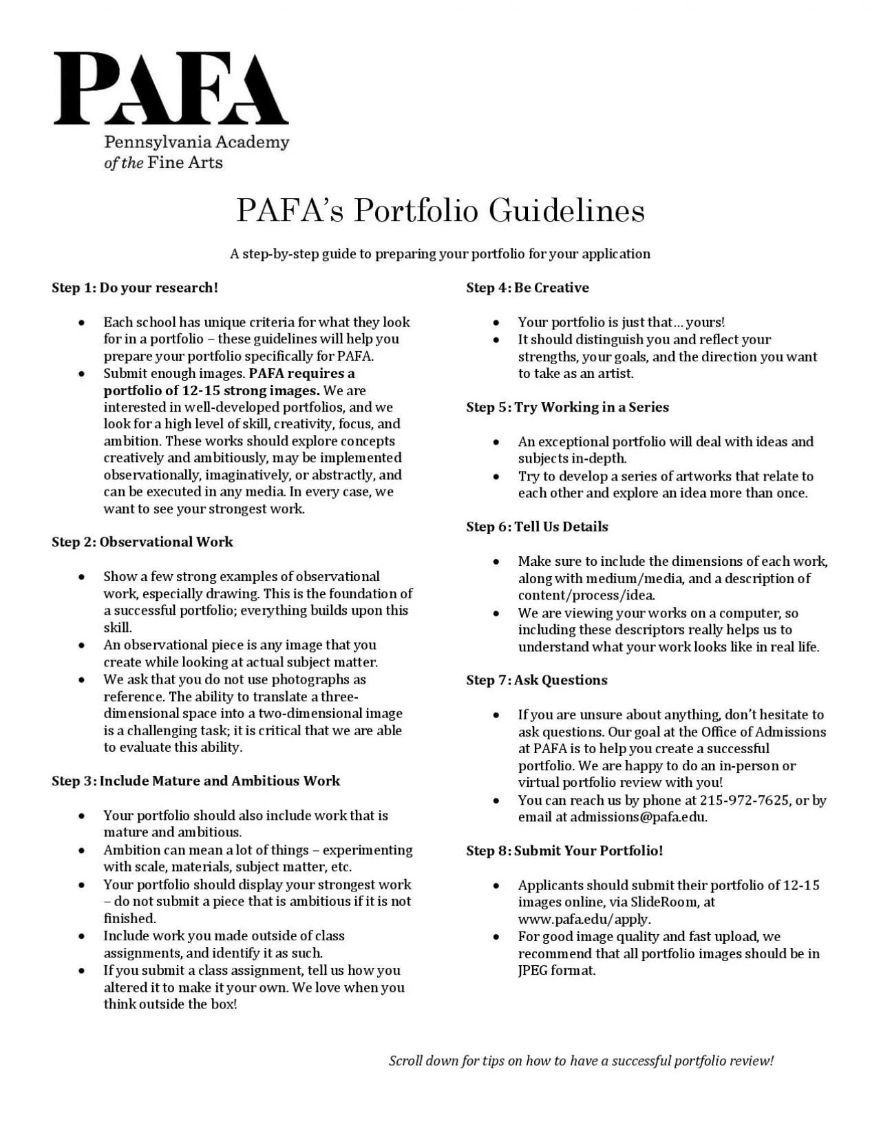 PDF-Portfolio Guidelines