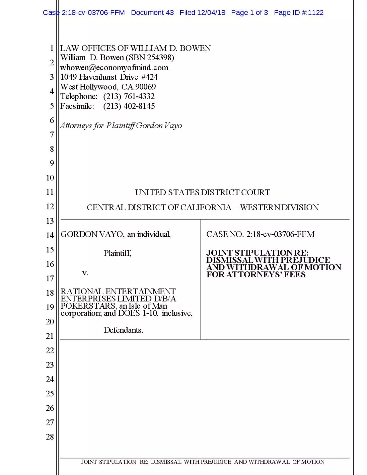 PDF-LAW OFFICES OF WILLIAM D. BOWENWilliam D. Bowen (SBN 254398)wbowen@eco