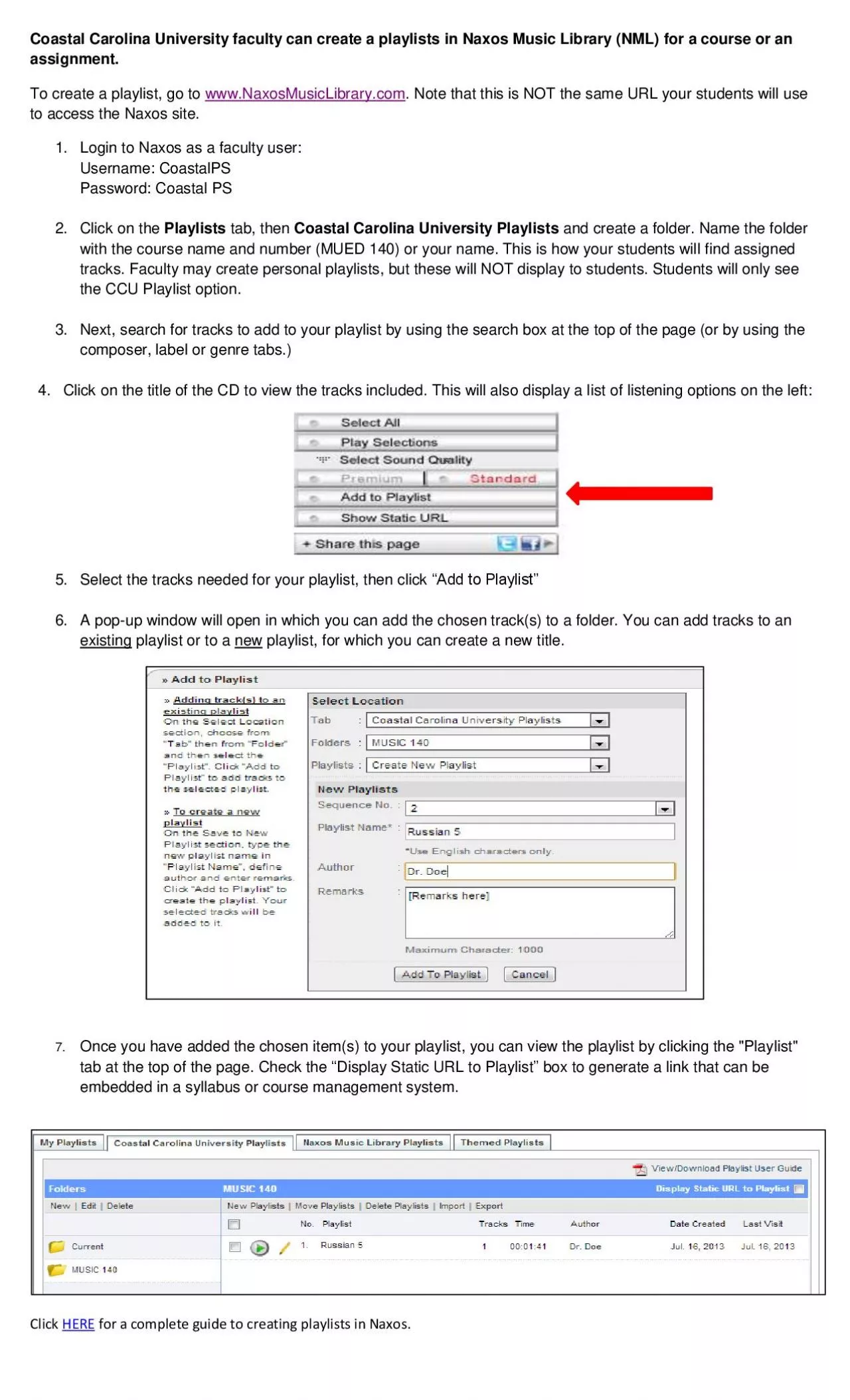 PDF-Coastal Carolina University faculty can create a playlists