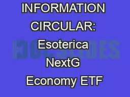 INFORMATION CIRCULAR: Esoterica NextG Economy ETF