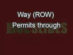 Way (ROW) Permits through