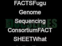 FUGU FACTSFugu Genome Sequencing ConsortiumFACT SHEETWhat is the Fugu