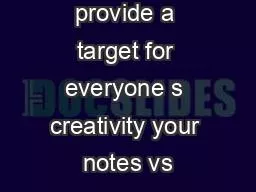 outcomes provide a target for everyone s creativity your notes vs