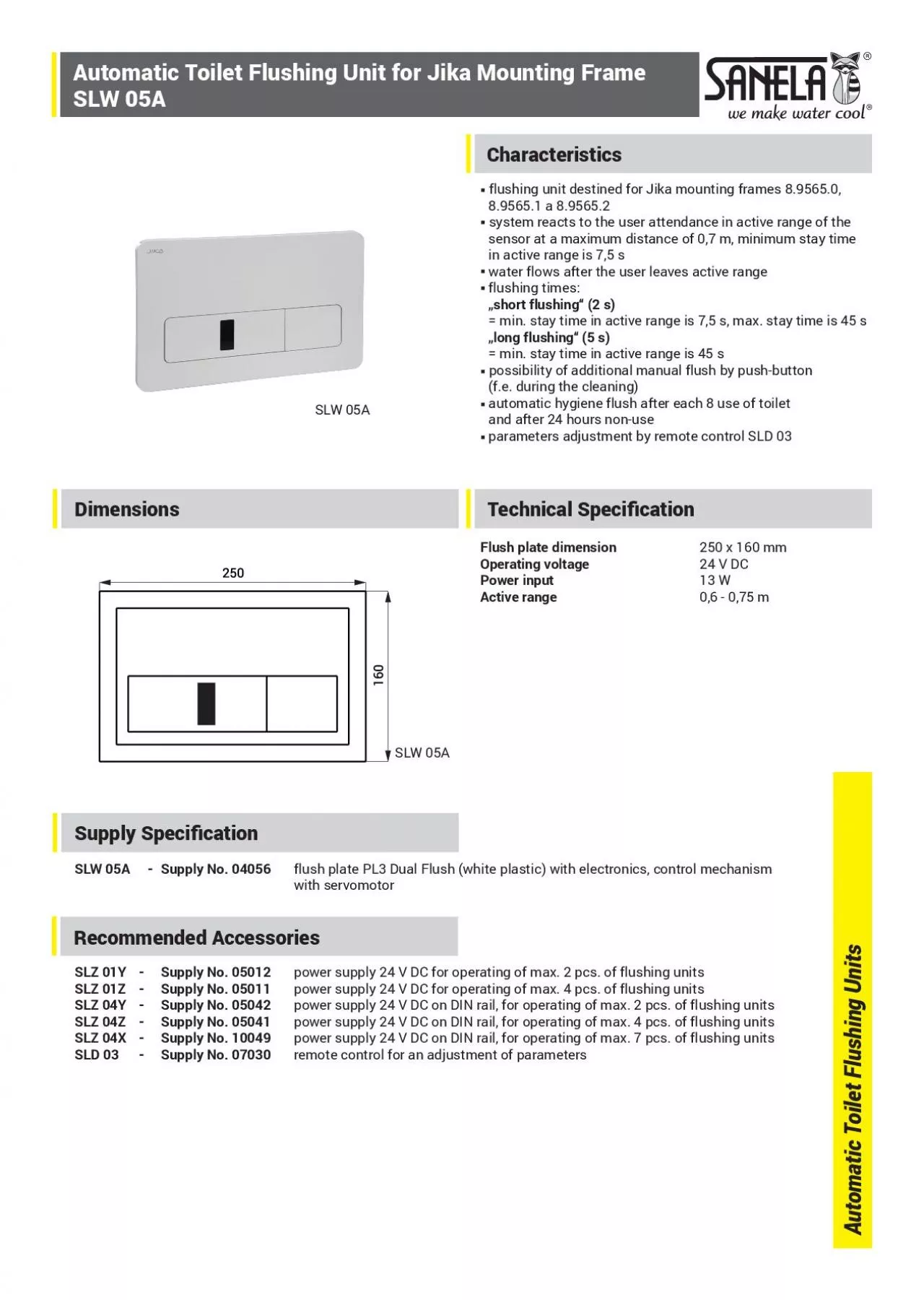 PDF-Automatic Toilet Flushing Unit for Jika Mounting FrameSLW 05A Characte